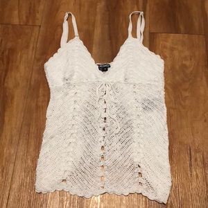 🌻HP🌻XOXO White Crochet and Beaded Tank Top